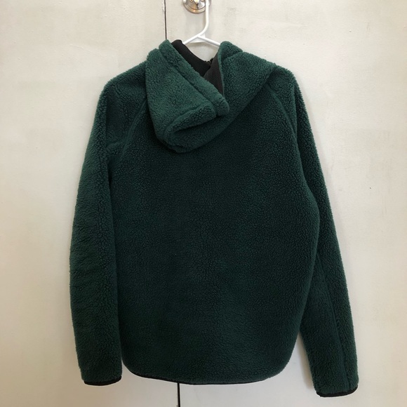 Forest green fleece zip up sweater with hoodie - Picture 2 of 2